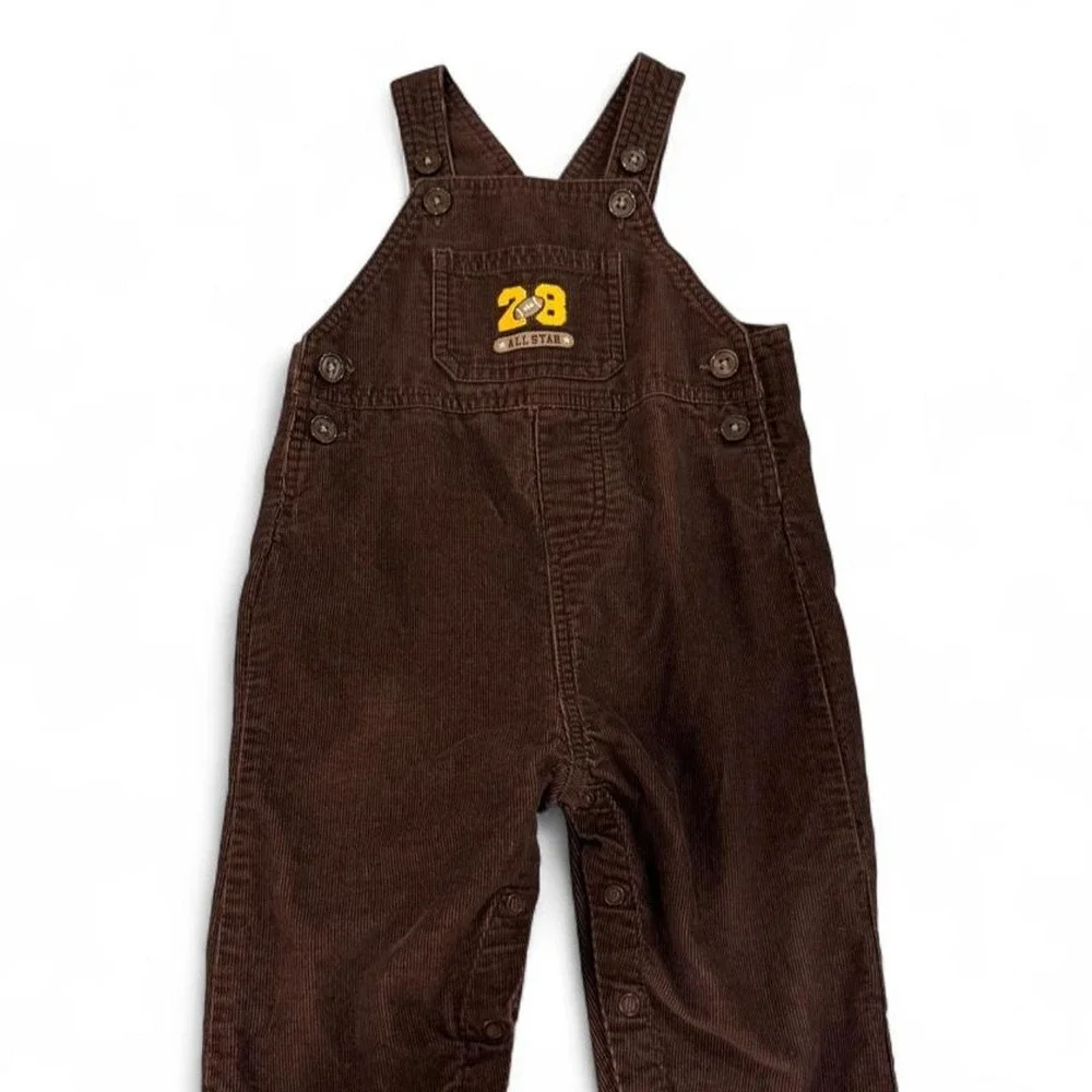 Just One You Carters Baby Boys Brown Corduroy Overalls Football All Star 12M